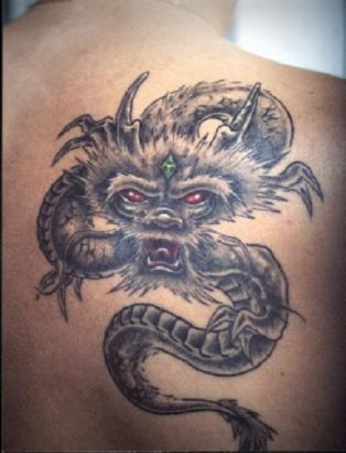 European Dragon Back Tattoo